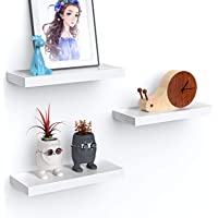 STOREMIC estanteria pared flotante de madera montada en la pared- juego de 3 estantes de pared de madera blance…